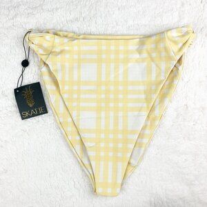 Skatie | Salty Bikini Bottoms Positano White Yellow Plaid